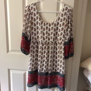 3/4 sleeved patterned dress